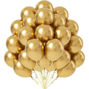 Metallic  Balloons 12 inch, 50 Pack Chrome  Latex Party Balloons Helium Quality for Birthday Graduation  Shower Wedding Party Decorations (with  Ribbon)