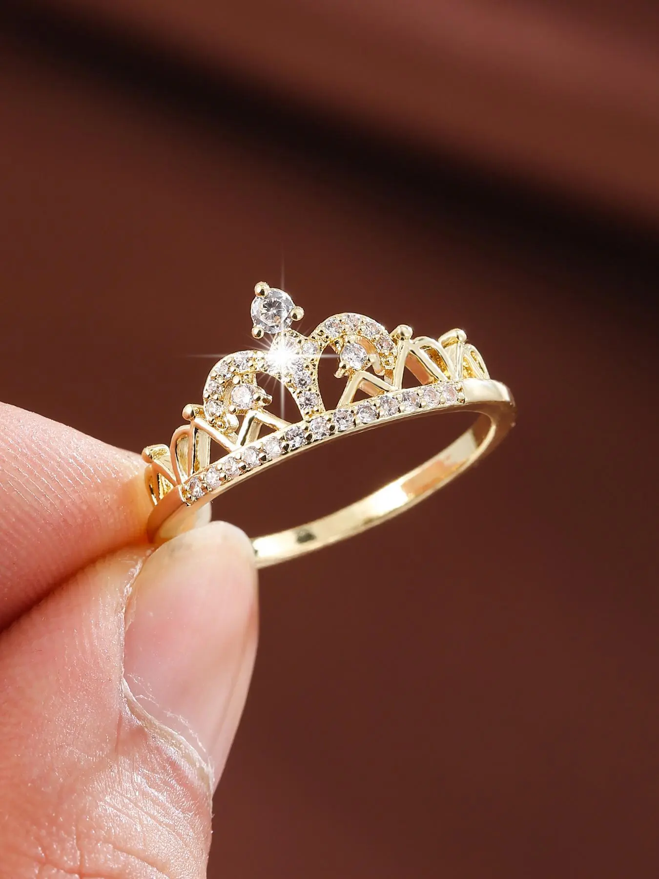 Artificial Zircon Decor Crown Design Ring, Artificial Gemstone Ring, Princess Ring, Beautiful rings, Fashion Accessories for Women, Jewelry for Party, Daily Clothing Decor, Trendy All-match & Exquisite Jewelry for Birthday Gift