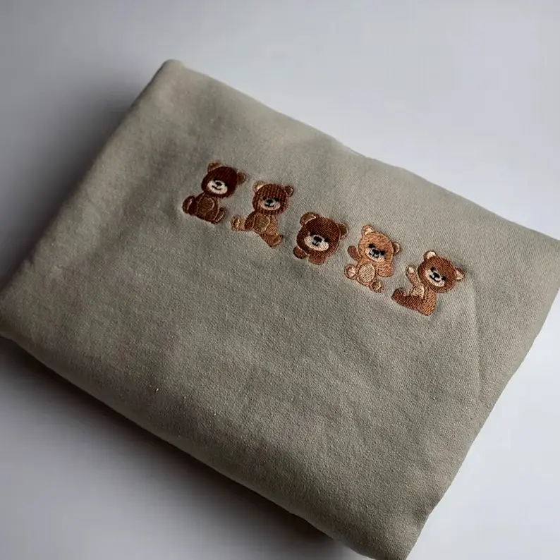 Adorable Teddy Bear Embroidered Sweatshirt | Cozy Winter Fashion Cute Teddy Bears Design | Soft & Warm Teddy Bear Lovers Gift
