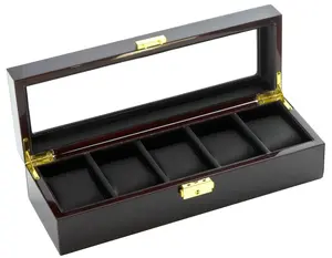 Diplomat 5-Piece Glossy Ebony Wood Watch Box