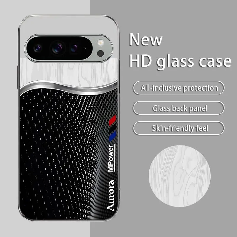 High-End Simple Silk Electroplated Metal Glass Case for Google Pixel 9 Pro XL - Affordable Smartphone/Cellphone/Handheld Device Protection, Fully Shockproof, Drop-Proof, Wear-Resistant-995