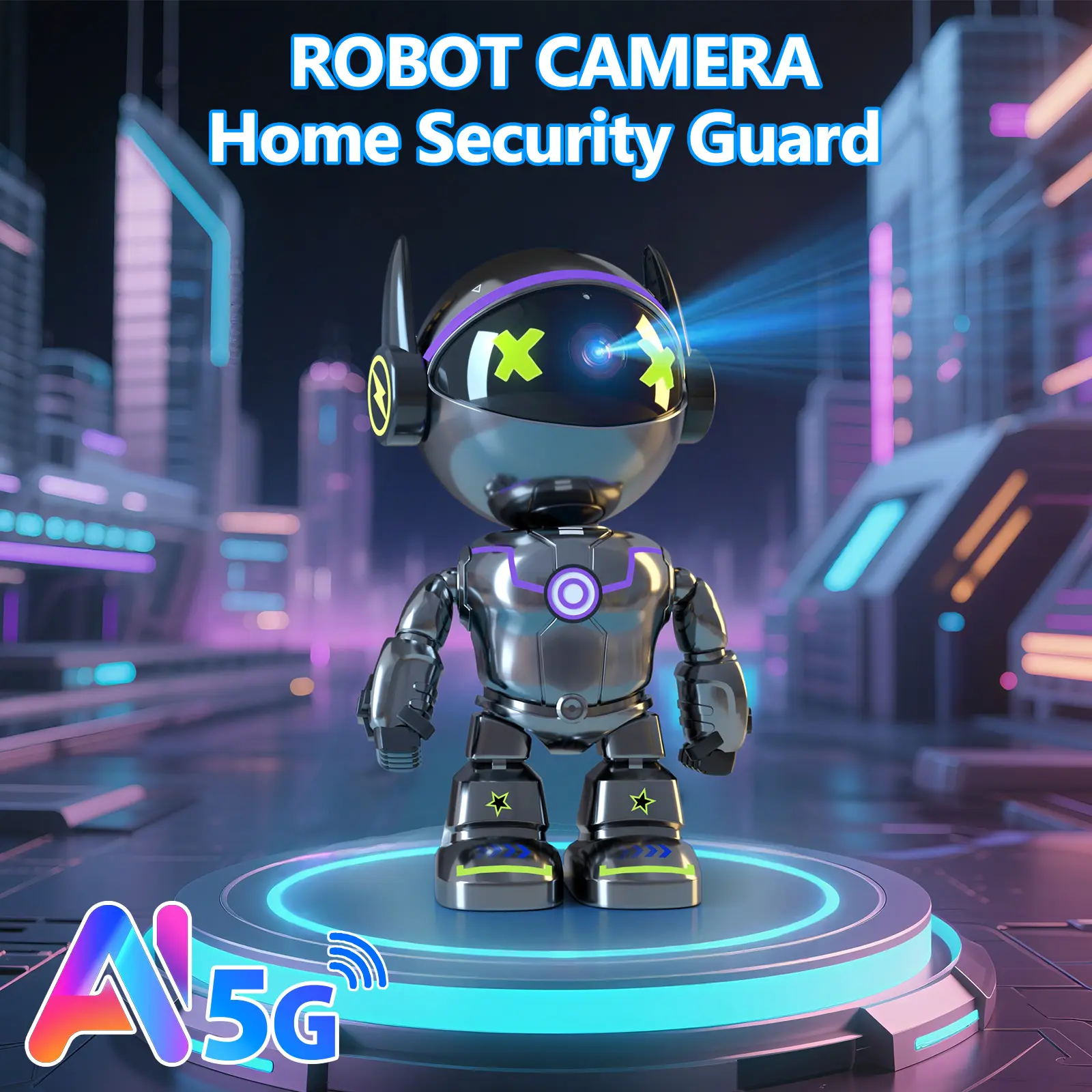3MP 5G&2.4GHz WiFi Camera with Motion Detection and Two-Way Audio for Home Security - Wireless, Automatic Cable Monitoring Phone