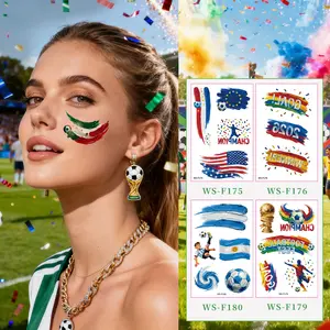 2026 Soccer Season Match Day Fan Supplies Waterproof Temporary 48 Nations Flag Face Tattoos 10pcs Per Country Or 48pcs Mixed Party Stickers