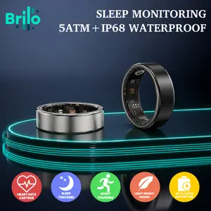BRILO T07 Smart Ring With Free App And Charging Case, Titanium Wellness Ring, No Monthly Fee, Fitness Metrics, Sleep Insights, iOS Android