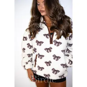 Brown bow Sherpa pullover SALE