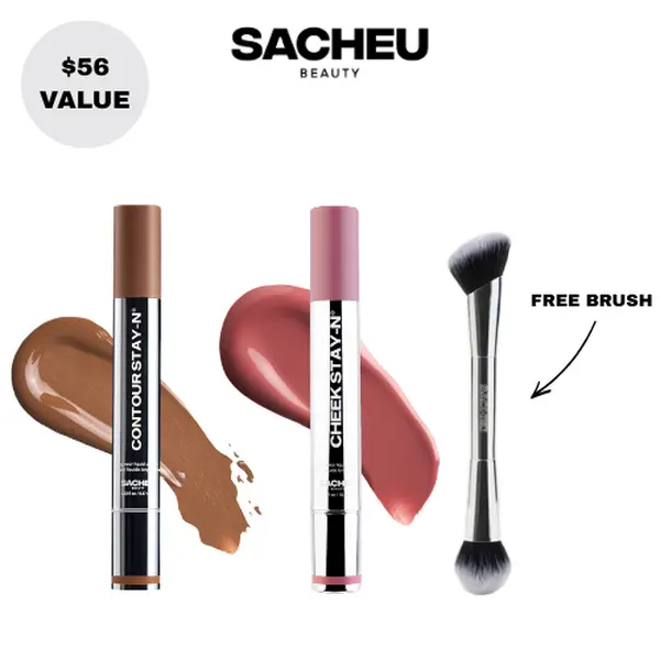 sacheu Sculpt & Blush | Contour + Cheek STAY-N Duo | All-Day Waterproof Blush & Bronzer Set
