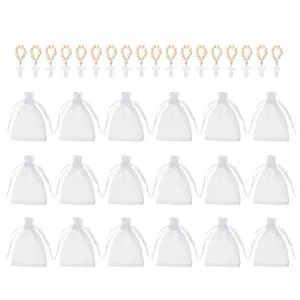 18Pcs Wood Beads Rosary Bracelets with Bag for Church Activity and Babys Room
