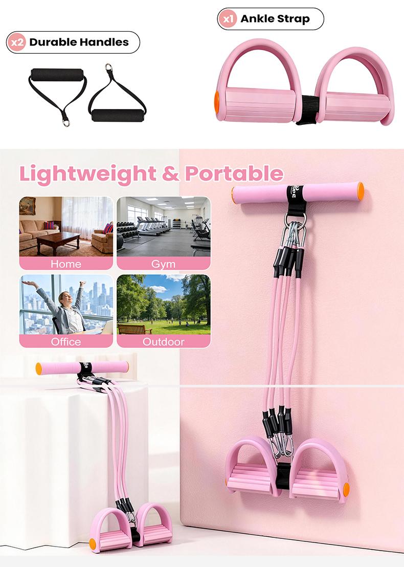 RELIFE Upgraded Adjustable Pedal Resistance Band Set Natural Latex Elastic Pull Rope Full-Body Home Gym Equipment for Abdominal,Waist,Arm,Leg Shaping Pilates & Yoga Stretching Band Ideal Gift