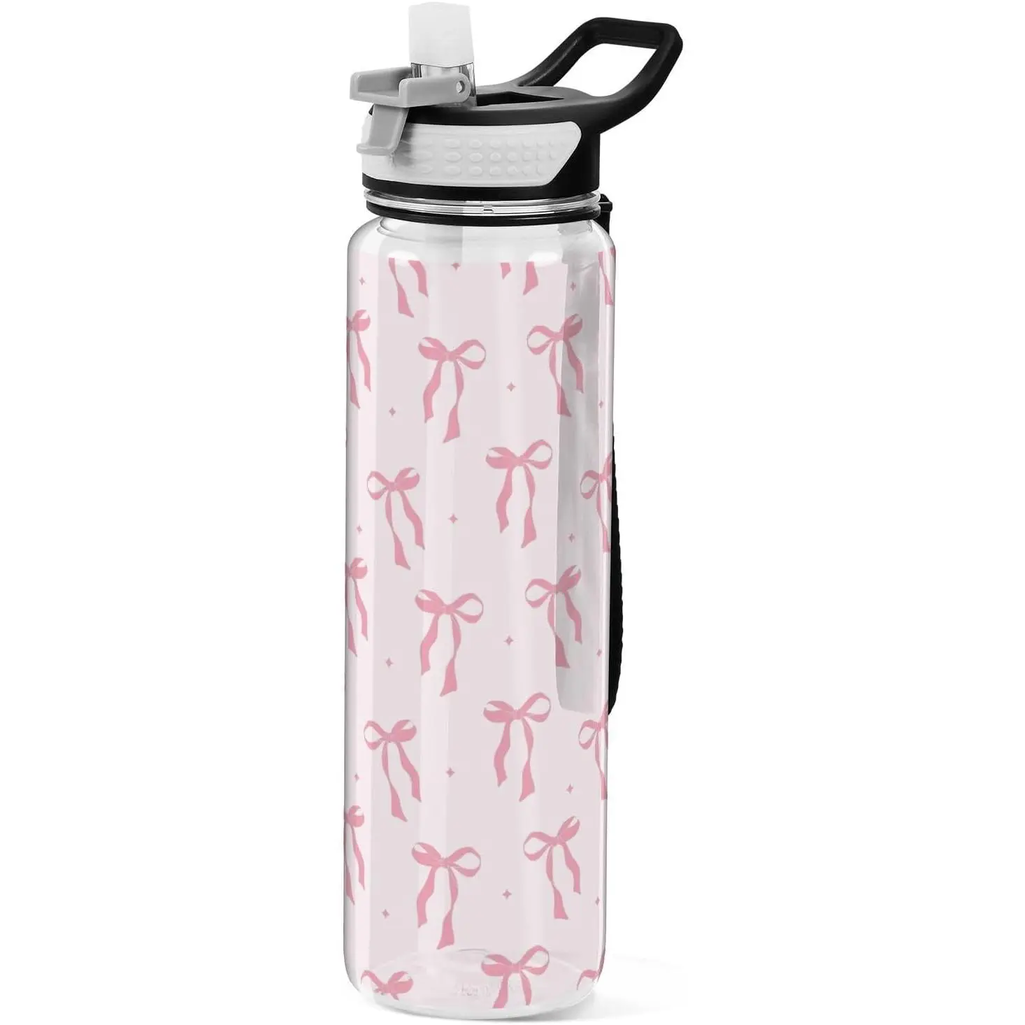 Bow 32 oz Water Bottle - Clear Tritan, BPA-Free, LeakProof with Carry Strap for Sports, Gym & Outdoor Activities