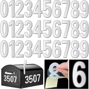 30 Pcs Waterproof Reflective Mailbox Numbers Stickers, Large 3 Inch Self Adhesive 0-9 Vinyl Numbers for Outside Mailbox Door Garbage Bins Address (White)