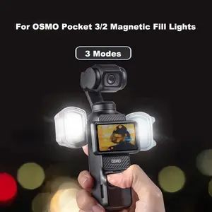DJI Pocket3 Fill Light Beauty Accessories ABS Material 200mAh Battery 3 Modes Warm & White Light 46x40x17mm Gray for DJI OSMO Pocket 3