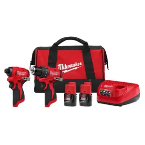 Milwaukee M12 12-Volt Lithium-Ion Brushless Cordless Subcompact Drill and Impact Driver Combo Kit w/2 Batteries and Bag (2-Tool)