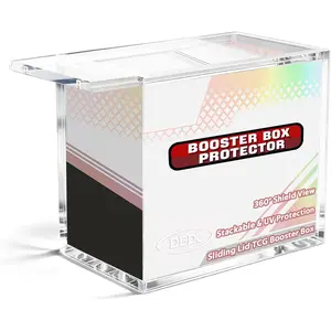 DEDC 1 Pack Acrylic Display Case for Booster Box, 6mm Thick Clear Protective Box for Trading Card Sealed Boxes, Dustproof UV Protection
