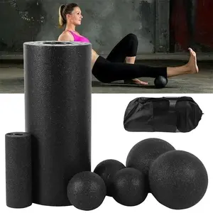 3/5pcs Yoga Massage Roller&Fitness Ball Foam Roller Set for Back Pain Self-Myofascial Treatment Pilates Muscle Release Exercises Home Gym Equipment