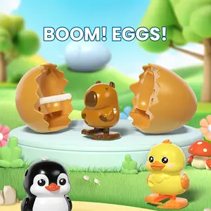 【Classroom Valentine Gift】4pcs Hatching Egg Wind Up Toys, Stress Relief, Funny Easter Egg Gifts, April Fools' Day gifts, Children's Day gifts, with Hilarious Wind-Up Action— A Fun Surprise & One of the Best Gift Ideas for Kids, Classroom Parties