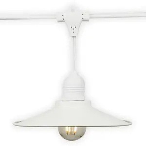 Classic Metal Patio Light Bulb Shade Cover for Outdoor Commercial String Lights, E26, White