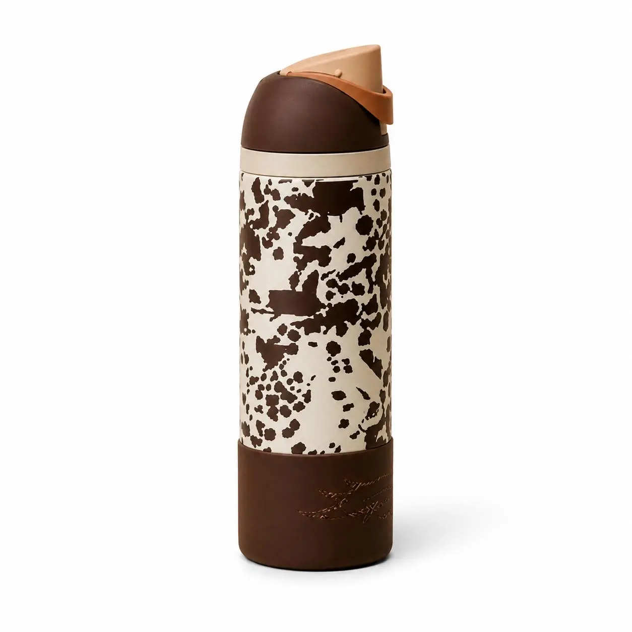 The "Cowgirl Core" Owala Special Edition 24oz FreeSip Animal Print Cow Brown
