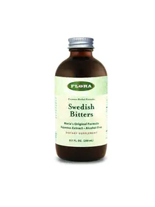 Flora Health Swedish Bitters - Vegan Digestive Health Supplement - Maria's Original Formula - Includes Angelica Root, Valerian Root - Glass Bottle