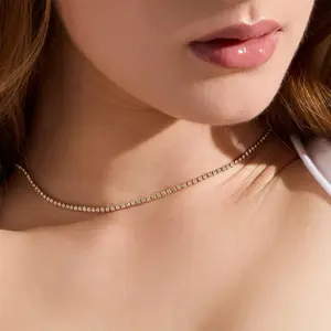 EVRY JEWELS Gold or Silver Plated Women's Hypoallergenic Icy Tennis Necklace