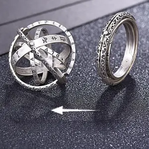 Men's Transformable Alloy Metal Ring - Stackable, Astronomical Sphere Motif, Trendy Jewellery Accessories, Student-Focused Leisure Accessory for Sports & Outdoor Activities