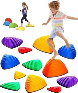 12/25 Count Children's Sensory Balance Training Stepping Stones,Promote Coordination and Strength Child Safe Rubber,Non-Slip Side, Outdoor Play Sets,Indoor and Outdoor Play Equipment for Kids（Macaron /Rainbow Color） to d der toys