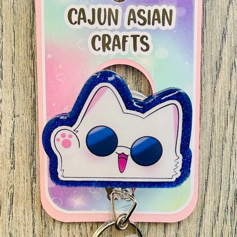 Jujutsu Cat Anime Badge Reel/ID Clip Retractable-(Alligator, Belt, MRI Safe, Carabiner Clips) & Non-Retractable Clips