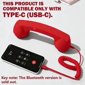 Retro C-Type Wired Phone Handset with Type-C Interface, Festive Design, Excellent Sound Quality, Comfortable Calling for Halloween & Indoor Leisure Recreation Equipment