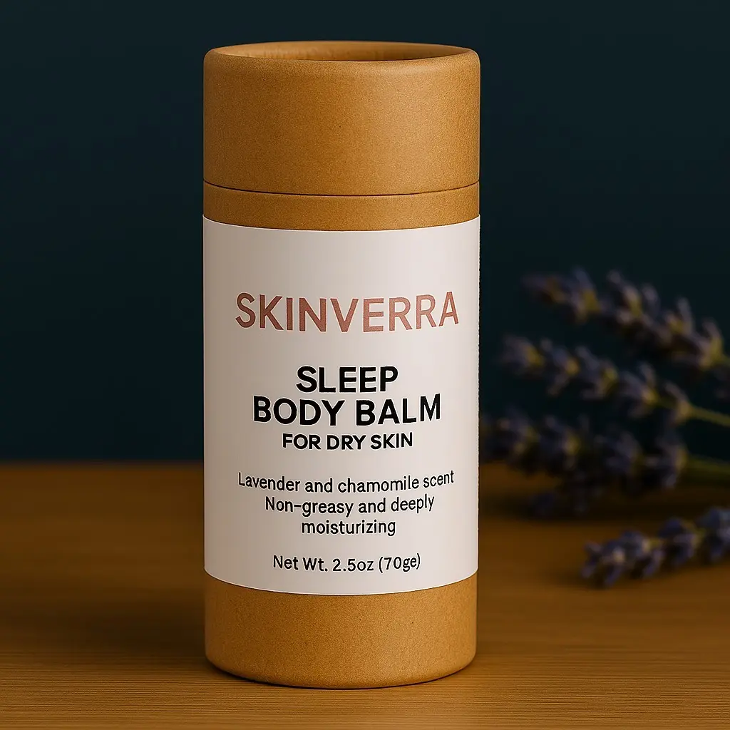 Skinverra Sleep Body Balm for Dry Skin - Lavender & Chamomile Scented, Non-Greasy, Deeply Moisturizing, Eco-Friendly, 2.5 oz, USA Made Calming Lotion