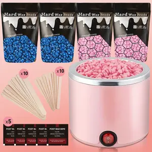 Hard Wax Warmer Kit, Hot Wax Heater, 1 Set Wax Warmer & Wax Beads & Wax Sticks & Wax Wipes, Home Waxing Kit, Hair Removal Waxing Kit for Women and Men, Personal Care Appliances