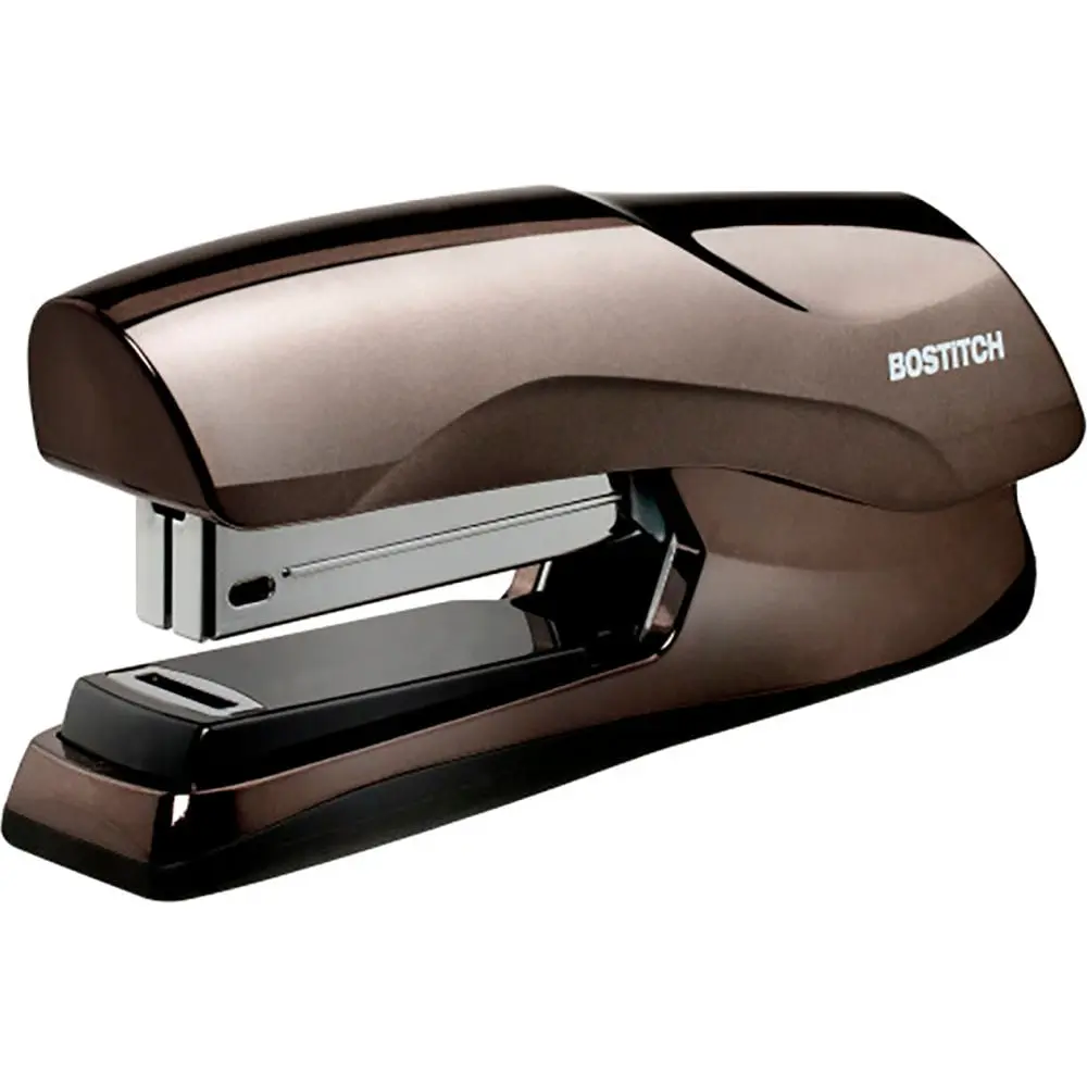 Amax B3085529 Bostitch Office Spring-Loaded Manual Flat Clinch Stapler, 40-Sheet Full Strip Capacity, Black & Chrome, Heavy Duty Stapling Power, Office Stationery Staplers, Spring-Loaded Manual Staplers, Bostitch Office Flat Clinch Stapler