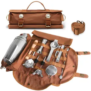 Single Shoulder Bartender Tool   Canvas Bartender Tool Organizer Multi-Functional Portable Bartender Tool   Travel spice drawer reusable straw storage makeup brush holder organizer outdoor plant Large Storage Case with Drawers Vacuum Compression Bag Set,,
