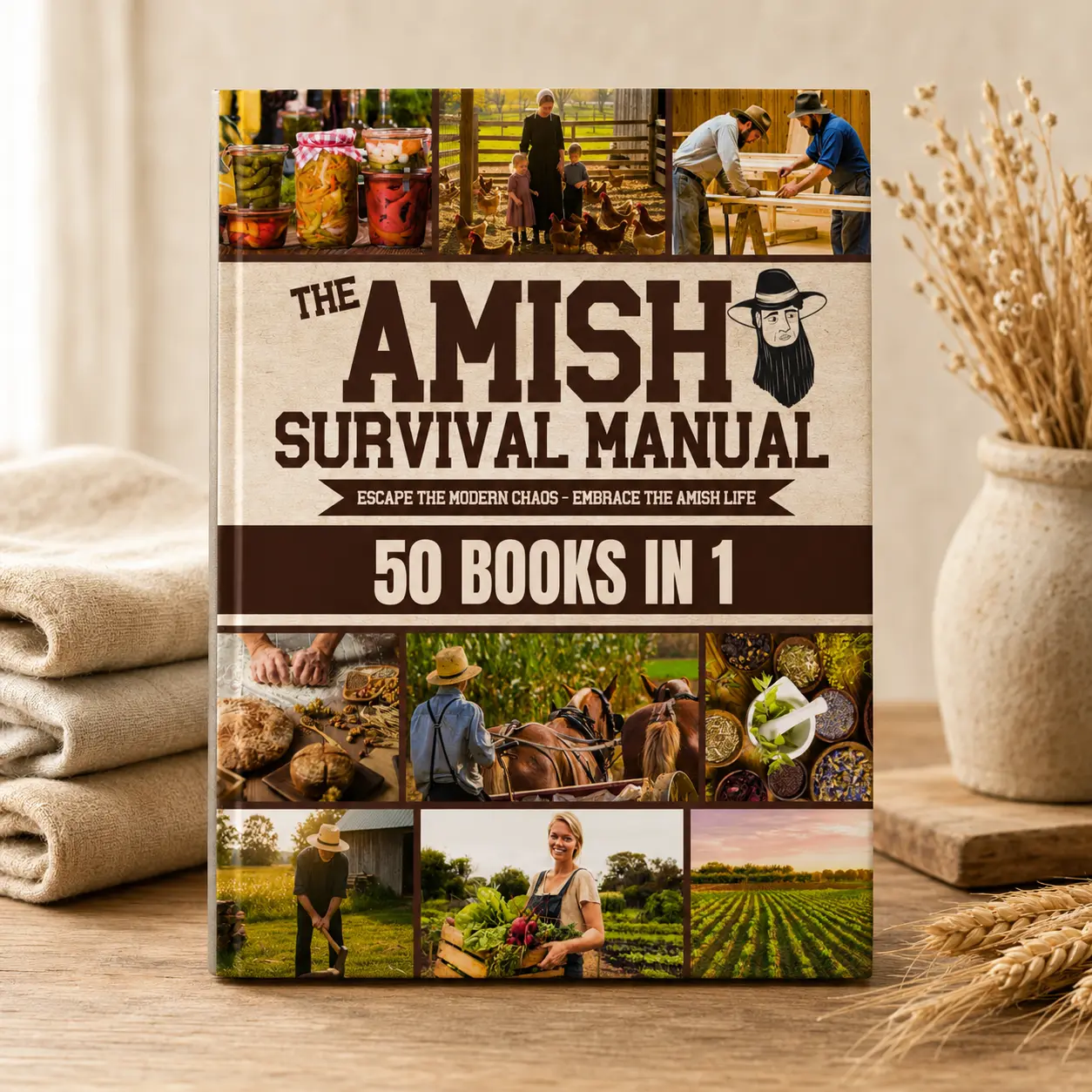 The Complete Amish Survival Manual: 50-in-1 Self-Sufficiency Guide with Canning, Herbal Living, DIY Homestead Projects, Off-Grid Skills, Food Storage & Simple Living Tips