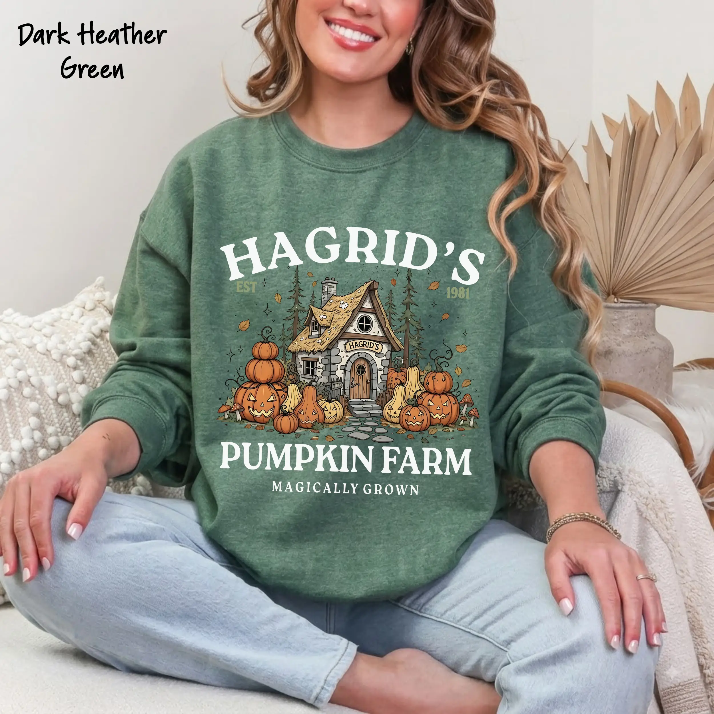 Hagrid's Pumpkin Patch Sweatshirt, Wizard Halloween Graphic Crewneck, Cozy Fall Pumpkin Farm Pullover, Spooky Season Gift