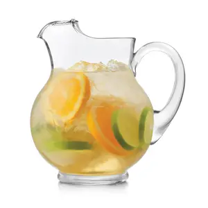 Libbey Acapulco Large Glass Pitcher Set of 2, 89 Oz, Clear, Tall Bubble Glass Pitchers with Handle, Durable Seam Design, Modern Pitcher Set for Iced Tea, Punch, and More
