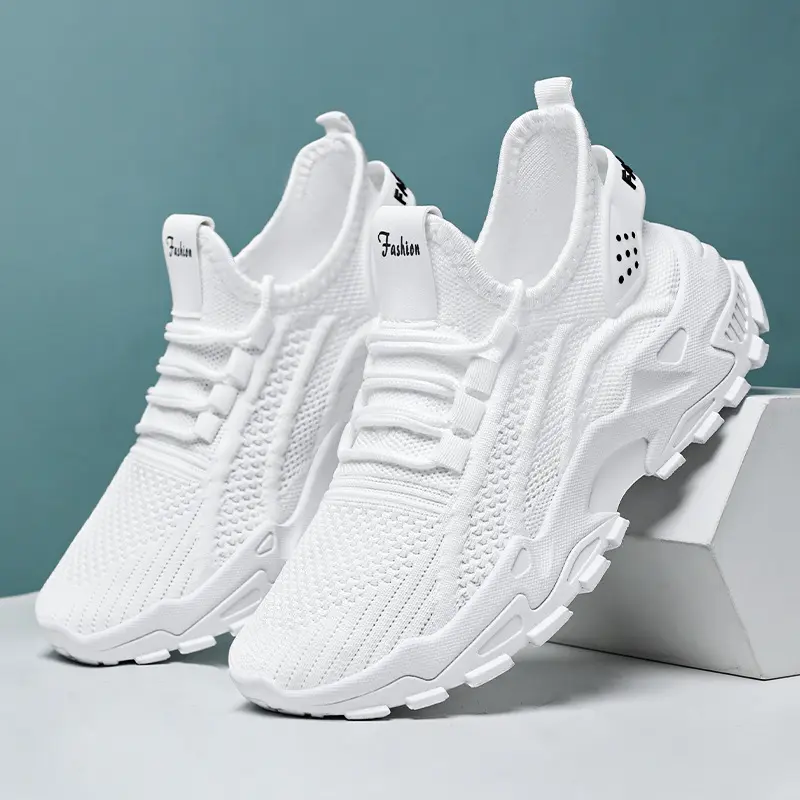 Women's Casual Sporty Sneakers - White Chunky Platform Athletic Shoes with a Round Toe, Lightweight Comfort and Height-Increasing Non-Slip Sole