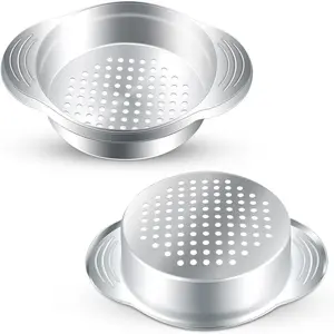 2 Pcs Stainless Steel Can Strainer - Tuna Press, Food Sieve, Oil Drainer Remover, Metal Lid Canning Colander, Filter for Canned Vegetables and Beans - Kitchen Supplies