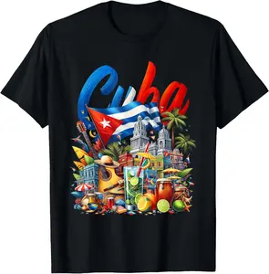 100% Cotton Unisex Cuba National Hispanic Heritage Month Cuban Flag T-Shirt