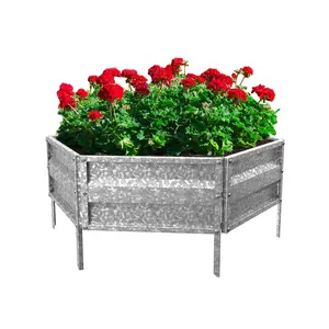 Pure Garden Raised Garden-Kit Adjustable Galvanized Iron
