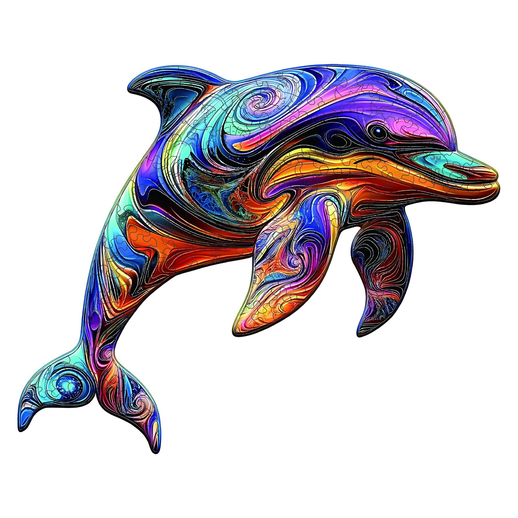 Adult Wooden Jigsaw Puzzle Dolphin Shape Unique Irregular Animal Design Perfect Holiday Gift Modern Art Home Decor Suitable for Friends Family Wooden Puzzles
