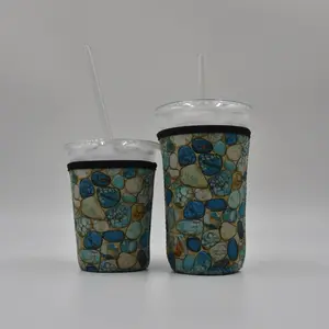 Turquoise stone Coffee Sleeve | Reusable Neoprene Iced Coffee Cup Cover 16-24oz Cowboy Print Eco-Friendly Insulator for Grande & Venti Cups