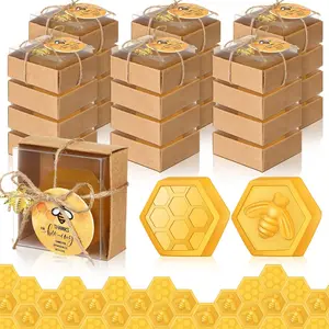 48 Set Baby Shower Bee Party Favors Handmade Scent Honeycomb Bee Soap with Gift Box Thank You Cards Cute Charms for Guest Gender Reveal Keepsake Wedding Gifts Decorations (Transparent)
