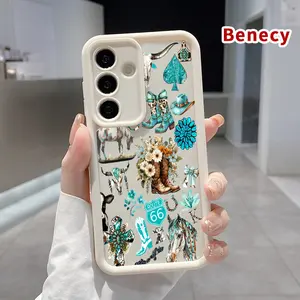 Western Dreamscape Pattern TPU Phone Case Compatible with Galaxy S26 S23 Ultra S24 Plus S25 S22+ Shockproof Drop Protection Rugged Durable Silicone Cover Cellphone Protective Casing