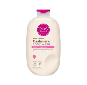 eos Cashmere Body Wash – Strawberry Dreams, Moisturizing Body Wash, Creamy Gel Formula, with Shea Butter, Glycerin, Vitamin E, pH Balanced, Sensitive Skin, Vegan, 16 fl oz