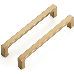 10 Pack Solid 5 Inch Square Cabinet Handles, Champagne Bronze Cabinet Pulls, Drawer Pulls Kitchen Cabinet Hardware Kitchen Handles