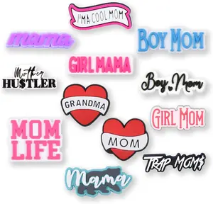 12PCS Grandma Shoes Charms Mommy PVC Mama Cute Clog Pins Mummy Accessories Party Favors Birthday Gifts Holidays Decoration for Boys Women Girls