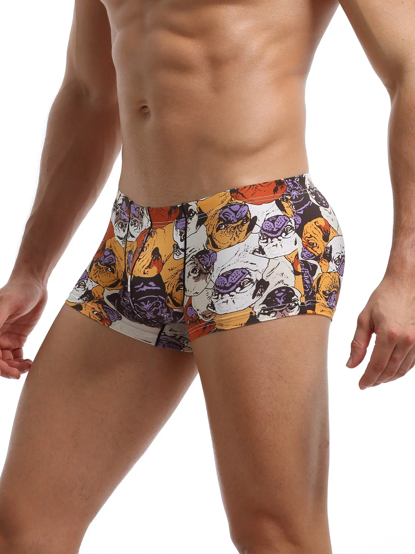 1pc Men's Stylish Geometric Printed Boxer Briefs, Breathable Comfort Fabric, Slim-fit Underwear for Fitness, Home & Casual Athletic, Boxers Briefs