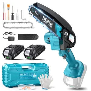 【DealsForYou】SEESII Mini Chainsaw 6Inch, Handheld Electric Power Chain Saw with Battery for Tree Trimming Wood Cutting,Gifts for Father, Dad, Husband, Men M6 Lite CS600B