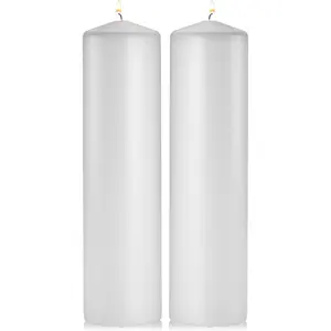 White Pillar Candles - Set of 2 Unscented Pillar - 3x12 ches for Weddg Centerpiece Candle,  Decor and Holiday Celebrations