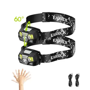 2 PCS LED Headlamp with 8 Modes, Rechargeable, White&Red Light/Headlight Flashlight Adjustable 60°Angle&tightness /Waterproof Super Bright Head Lamp with Motion Sensor/Outdoor&Cycling&Camping&Fishing&Running