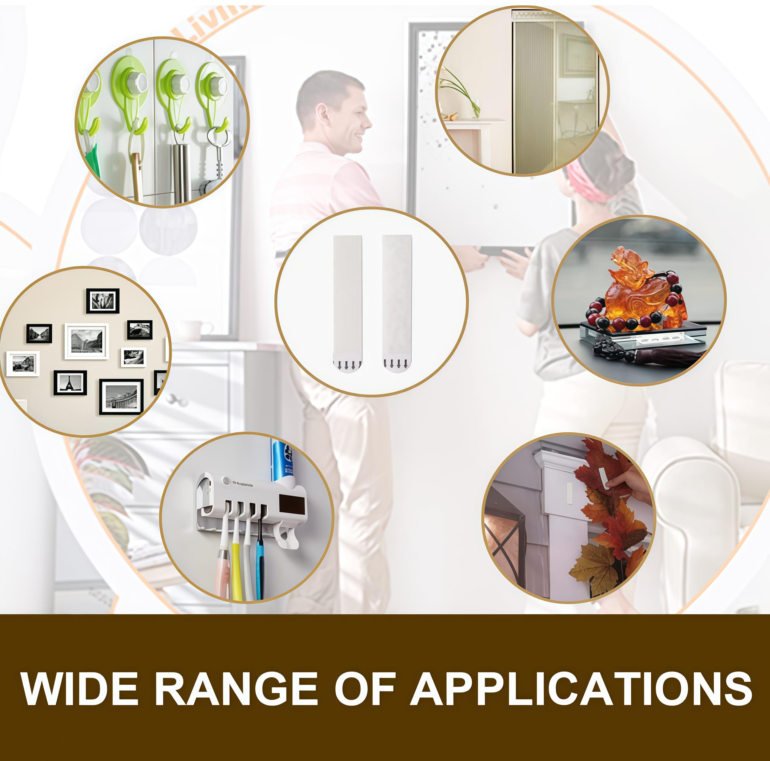 Removable Heavy Duty Adhesive Strips - 24 Pcs No Damage Wall Mounting Tapes, Strong Sticky No Residue Hanging Strips for Home, Office, DIY Decor